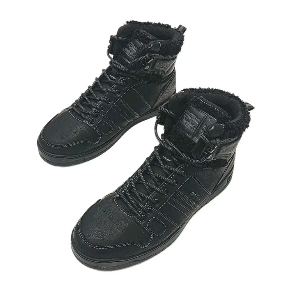 Levi's Sneaker Shoe Black High Top Sherpa Trim Women Size 9 Synthetic Lace-up